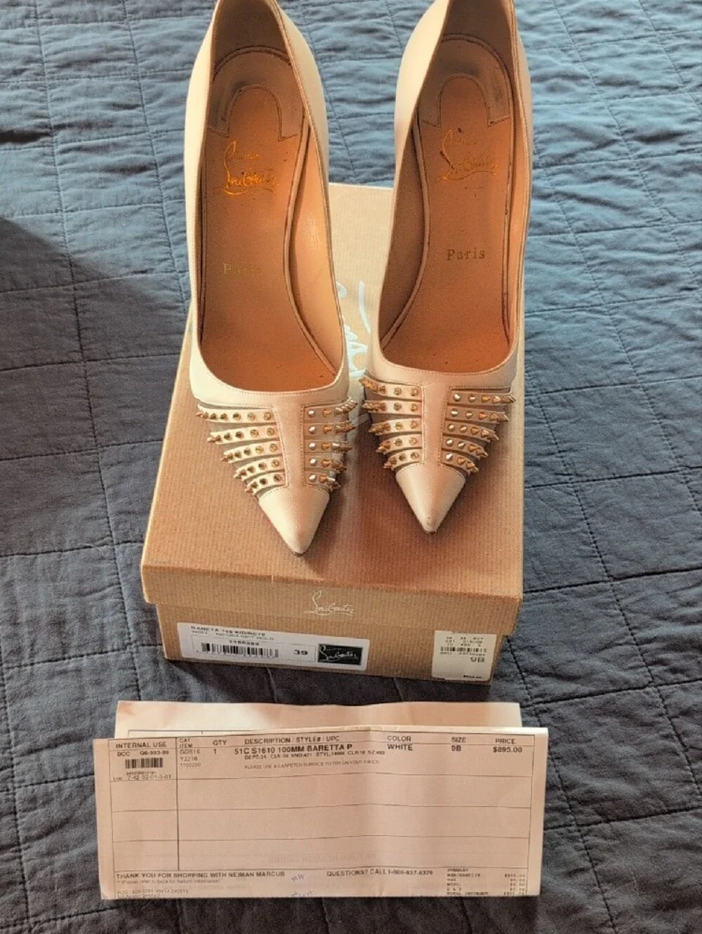 Christian Louboutin Cream Bareta 100 KID/Rete